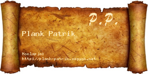 Plank Patrik névjegykártya